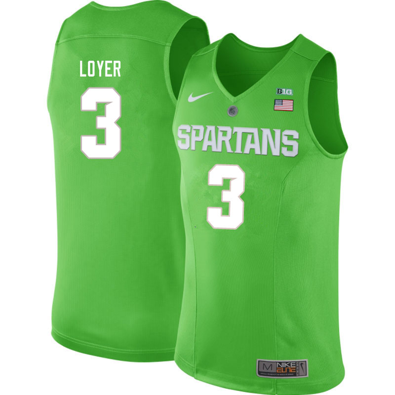 Men Michigan State Spartans #3 Foster Loyer NCAA Nike Authentic Green 2020 College Stitched Basketball Jersey KR41U62QM